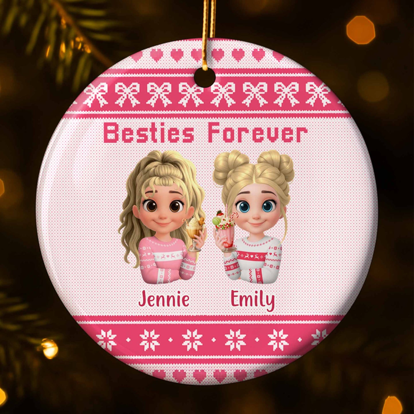 Besties Forever With Animated Girls In Holiday Sweaters