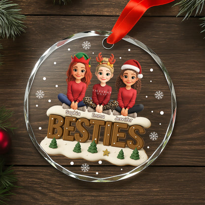 Besties With Christmas Hats and Festive Trees