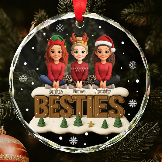 Besties With Christmas Hats and Festive Trees