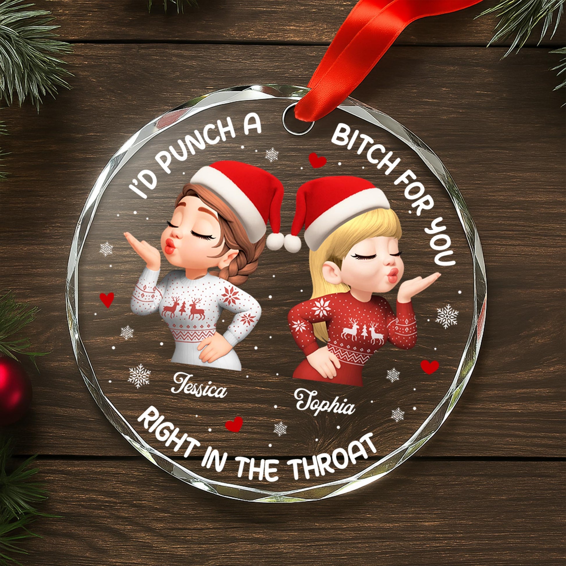 I'd Punch A B***h For You, Festive Christmas Sweater Design