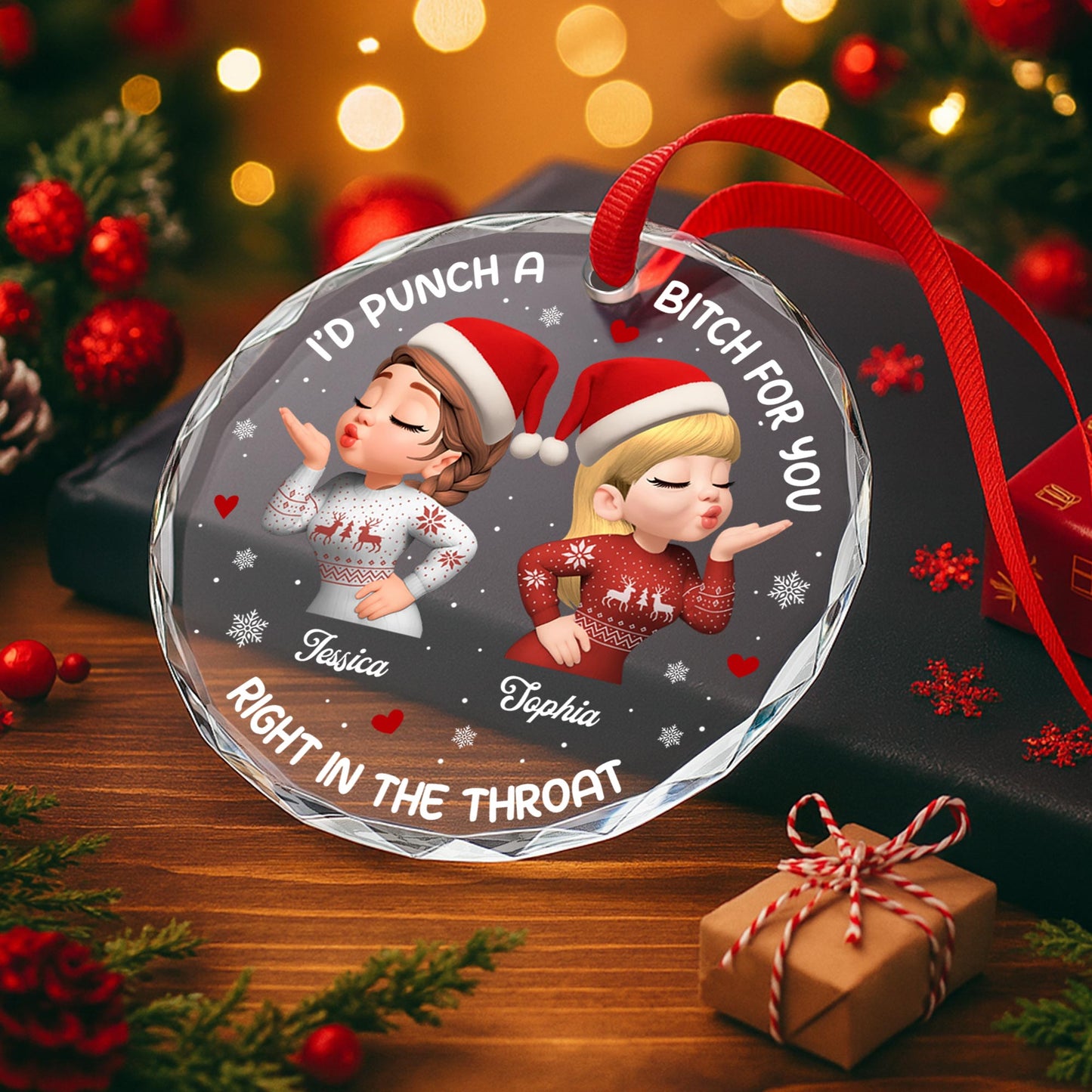 I'd Punch A B***h For You, Festive Christmas Sweater Design