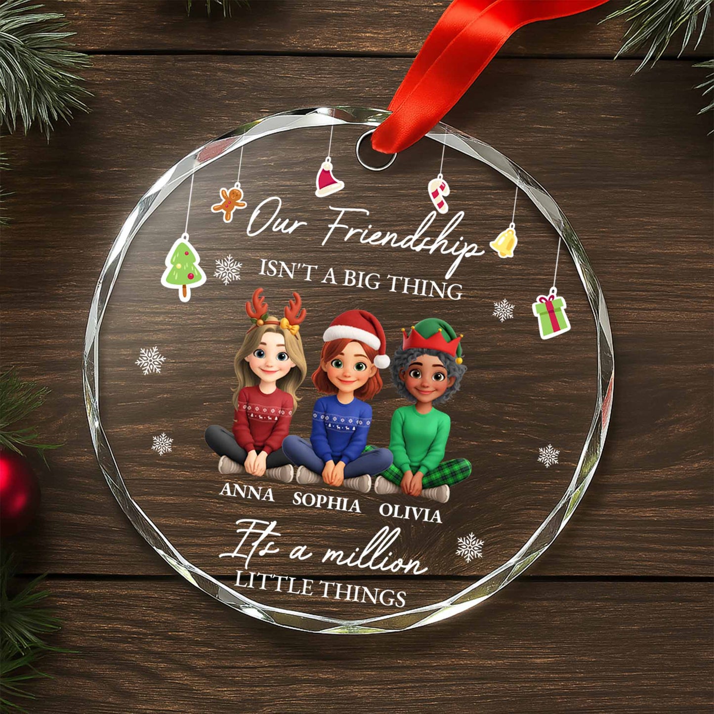 Our Friendship Isn’t A Big Thing, Cartoon Friends With Christmas Hats