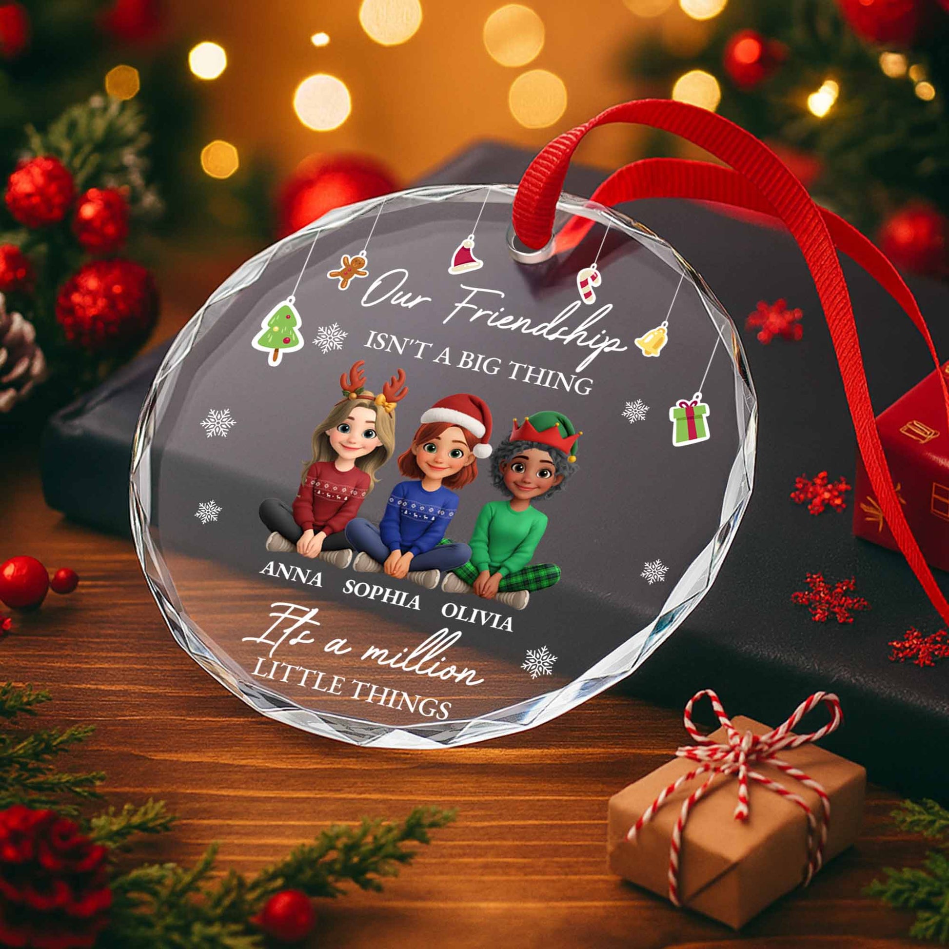 Our Friendship Isn’t A Big Thing, Cartoon Friends With Christmas Hats