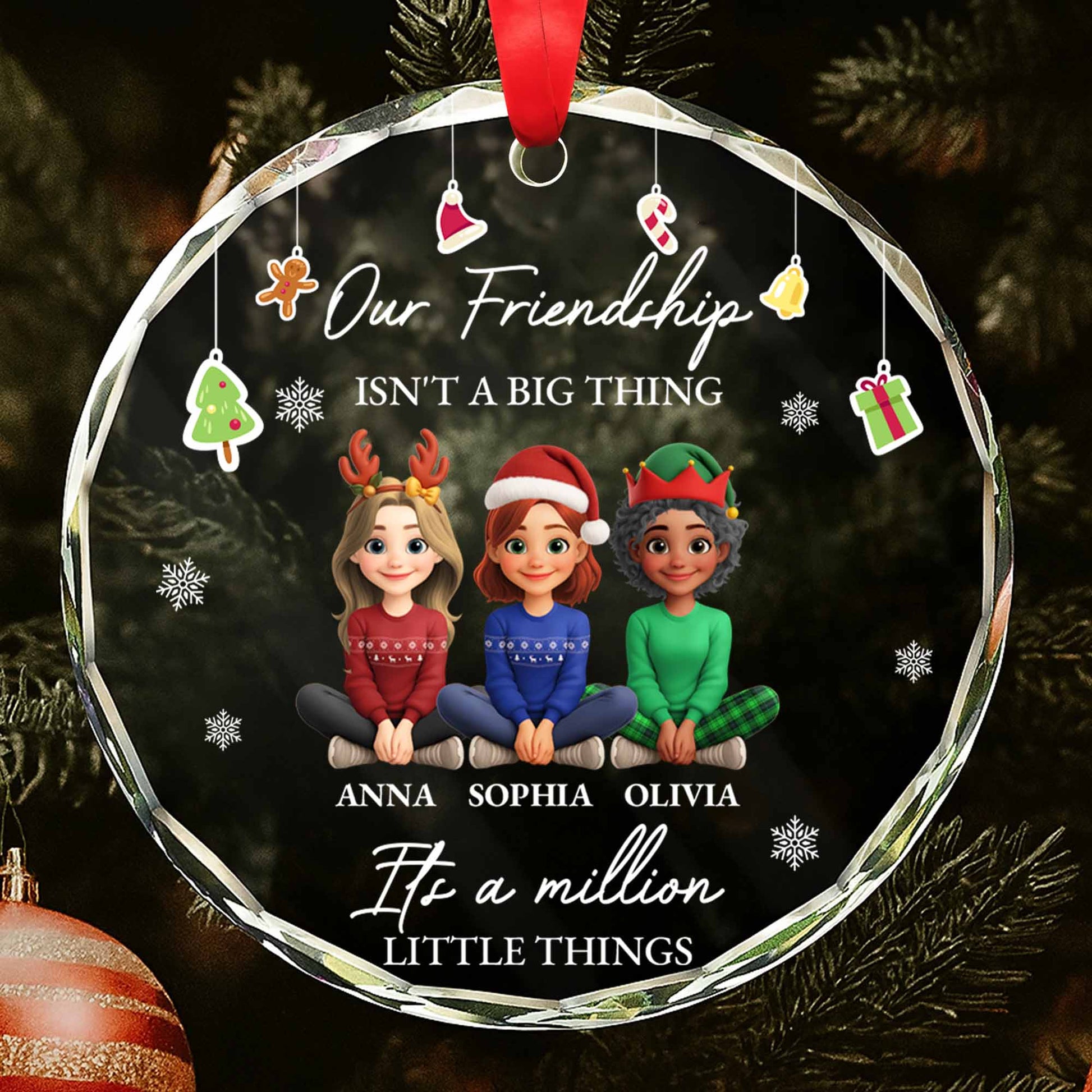 Our Friendship Isn’t A Big Thing, Cartoon Friends With Christmas Hats