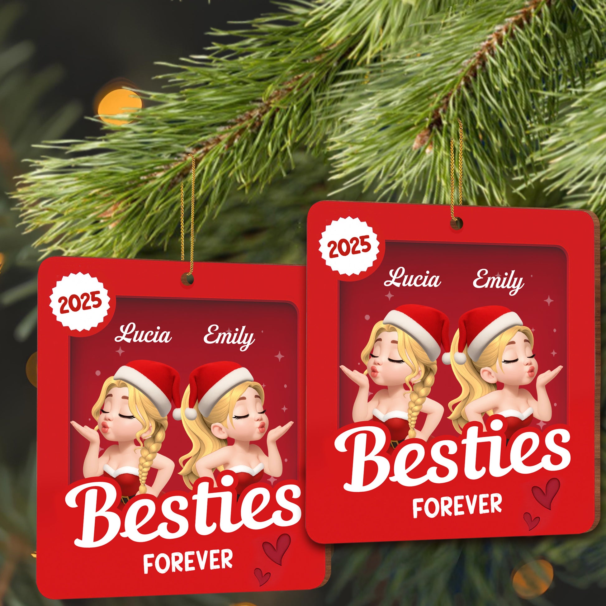 Besties Forever With Santa Hats