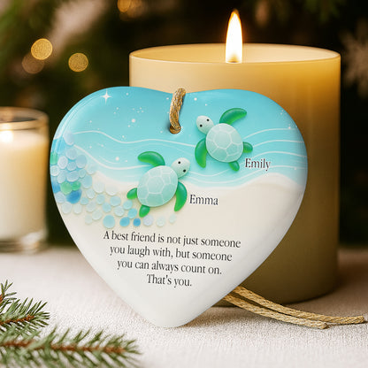 Thank You For Being Such Great Neighbors, Houses And Snowflakes - Personalized Custom Ceramic Ornament With Heart Shape - BST419_HCE