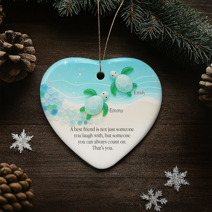 Thank You For Being Such Great Neighbors, Houses And Snowflakes - Personalized Custom Ceramic Ornament With Heart Shape - BST419_HCE