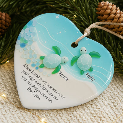 Thank You For Being Such Great Neighbors, Houses And Snowflakes - Personalized Custom Ceramic Ornament With Heart Shape - BST419_HCE