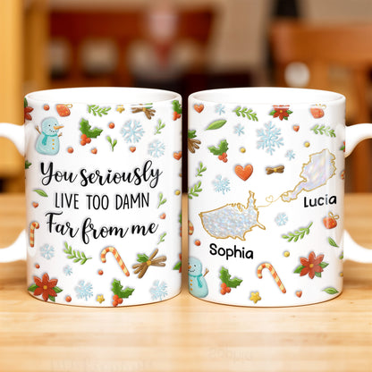 You Seriously Live Too Far, Countries Map And Hearts Design