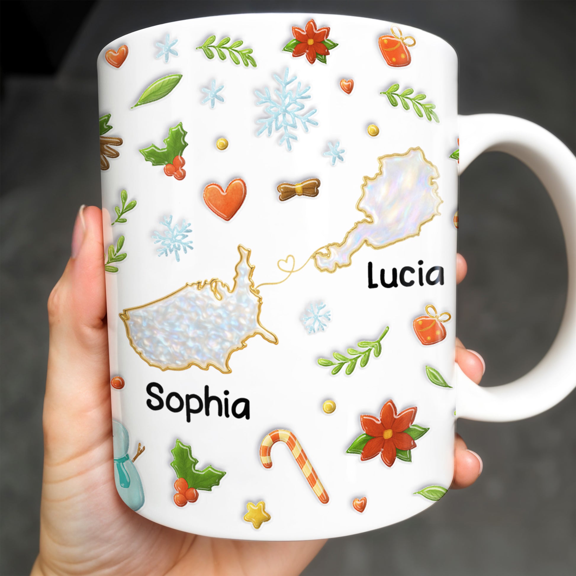 You Seriously Live Too Far, Countries Map And Hearts Design