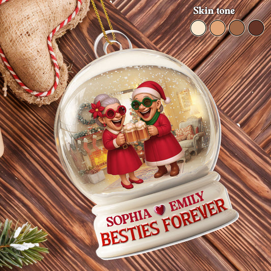 Besties Forever With Santa Hats And Glasses