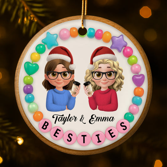 Besties With Santa Hats And Coffee Cups