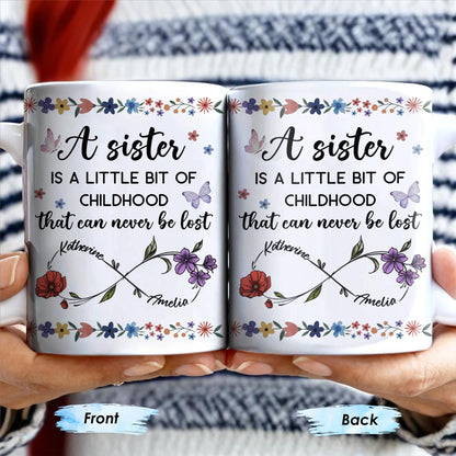 A Sister Is A Little Bit Of Childhood With Flowers And Butterfly