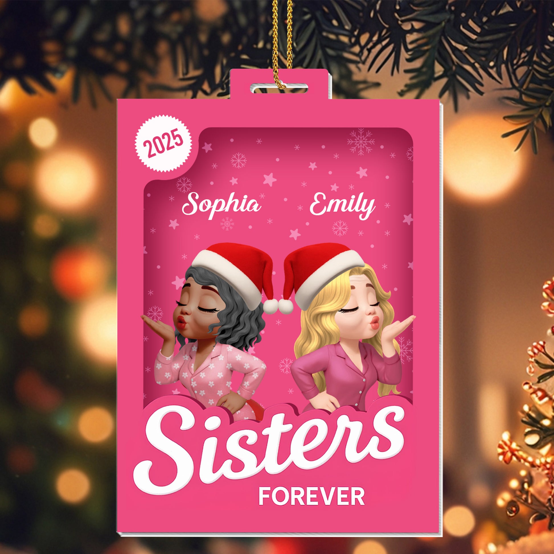 Sisters Forever With Santa Hats