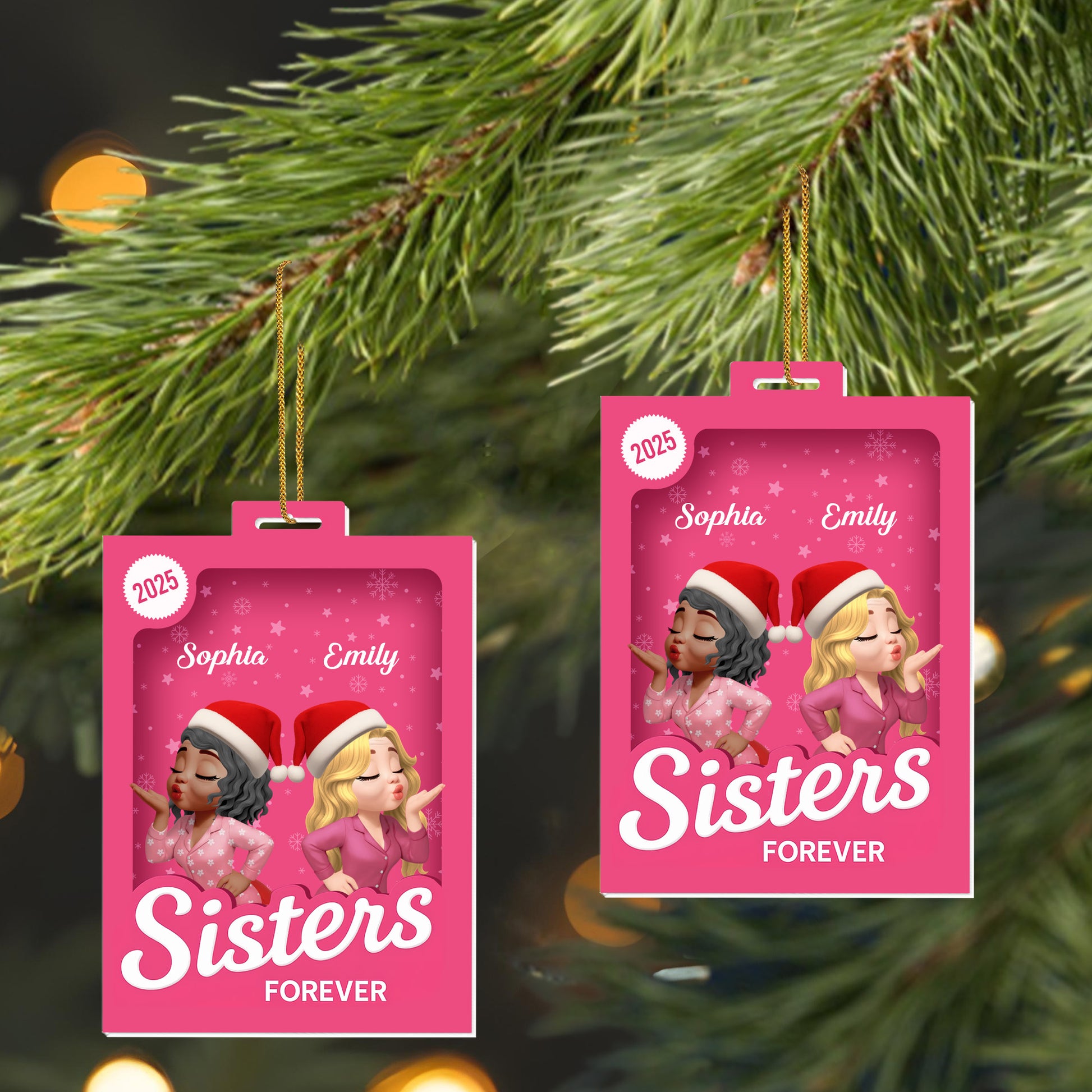 Sisters Forever With Santa Hats