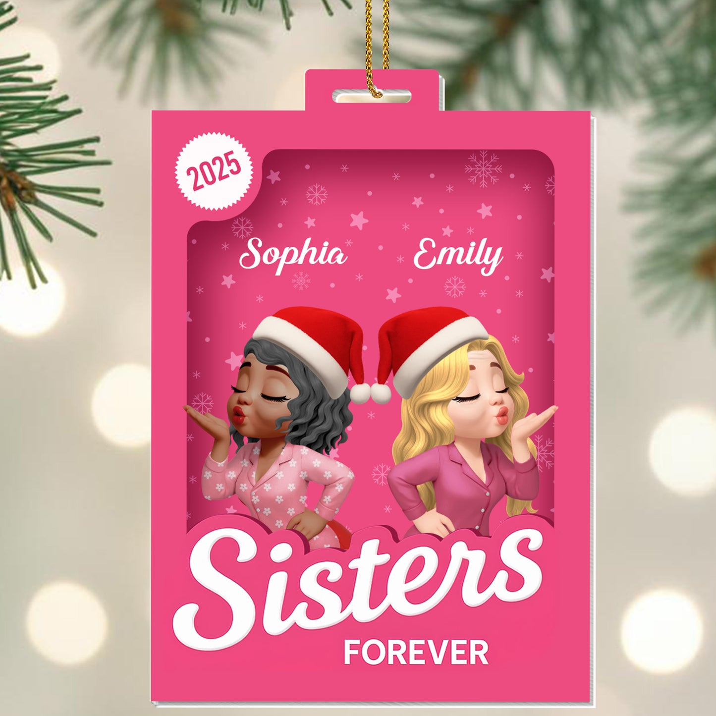 Sisters Forever With Santa Hats