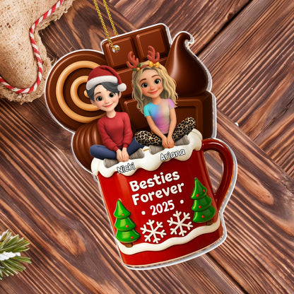 Besties Forever Christmas Mug With Trees And Snowflakes