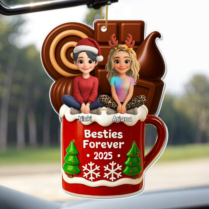 Besties Forever Christmas Mug With Trees And Snowflakes