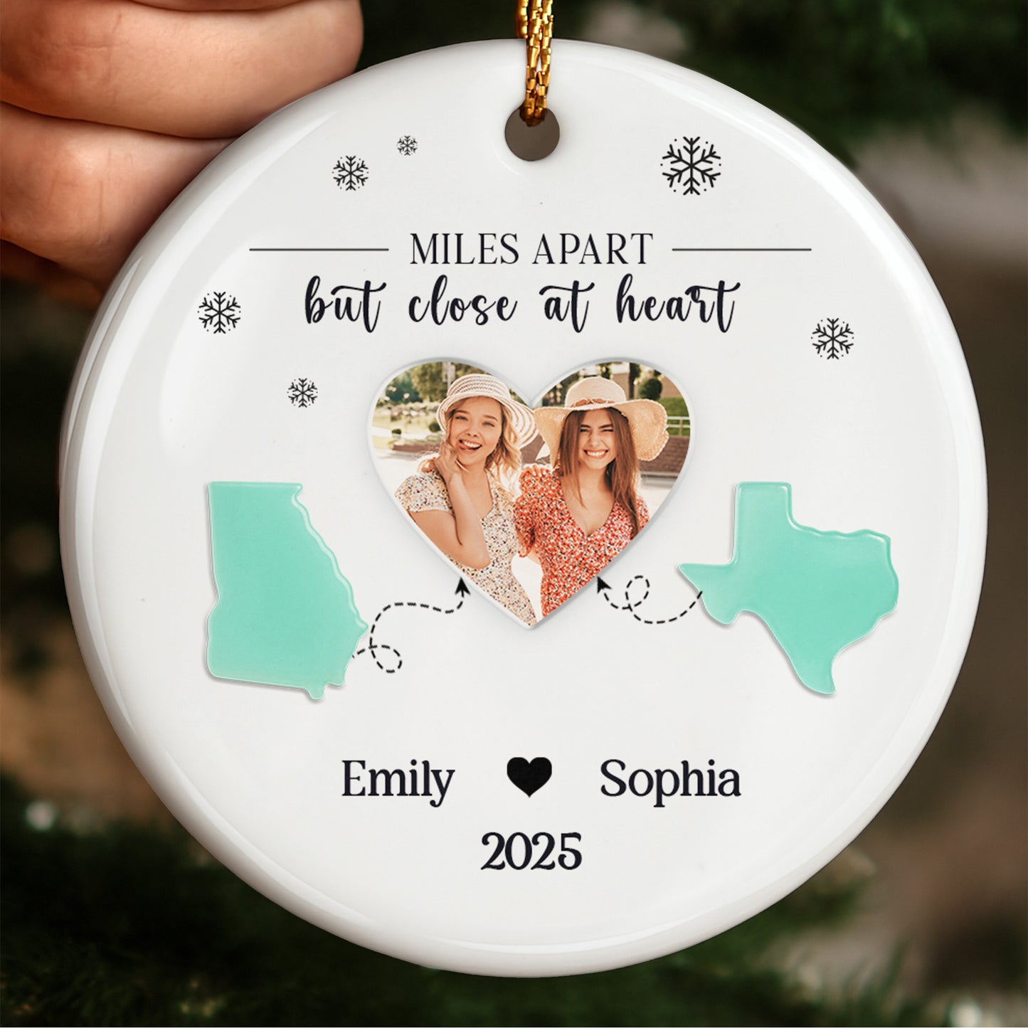 Miles Apart But Close At Heart With State Outlines And Heart