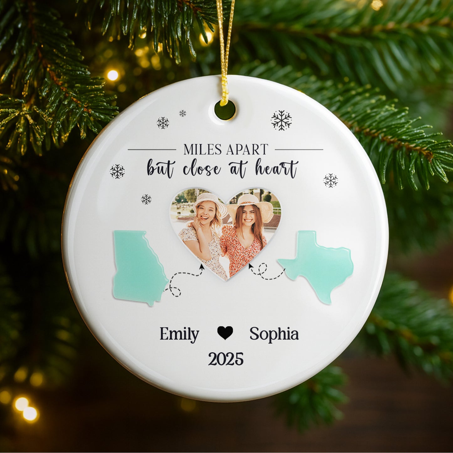 Miles Apart But Close At Heart With State Outlines And Heart