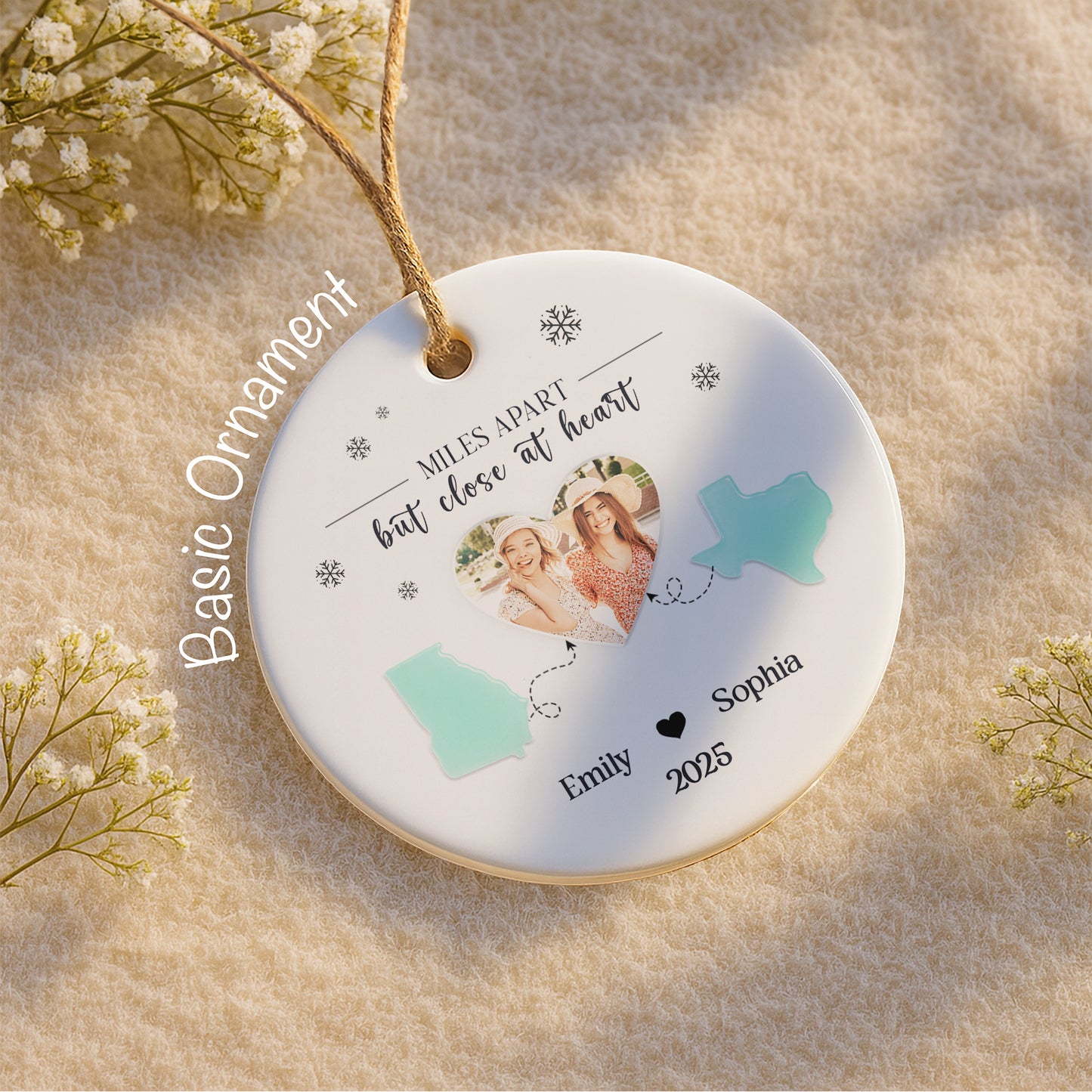 Miles Apart But Close At Heart With State Outlines And Heart