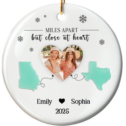 Miles Apart But Close At Heart With State Outlines And Heart