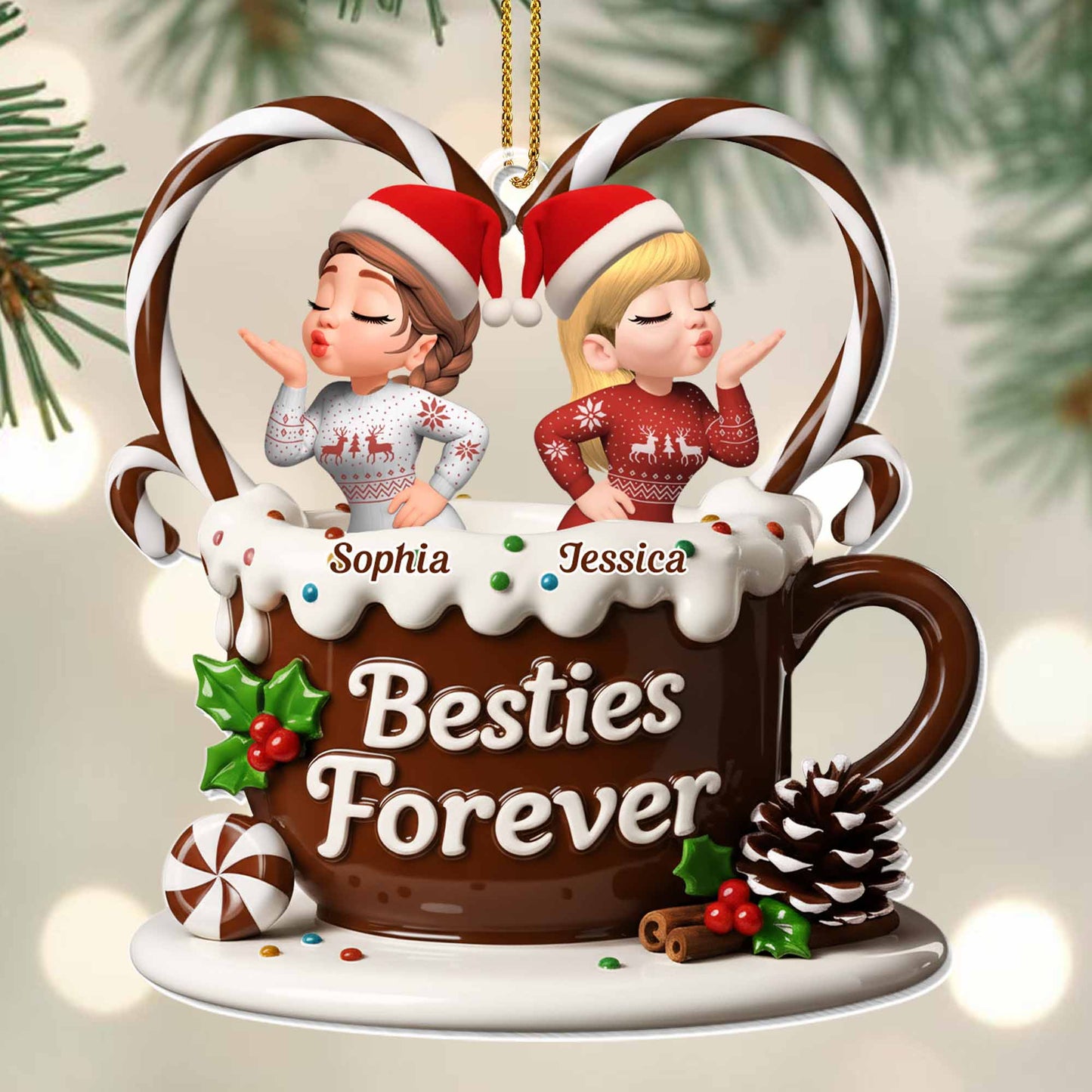 Besties Forever, Friends Celebrating with a Hot Chocolate Mug