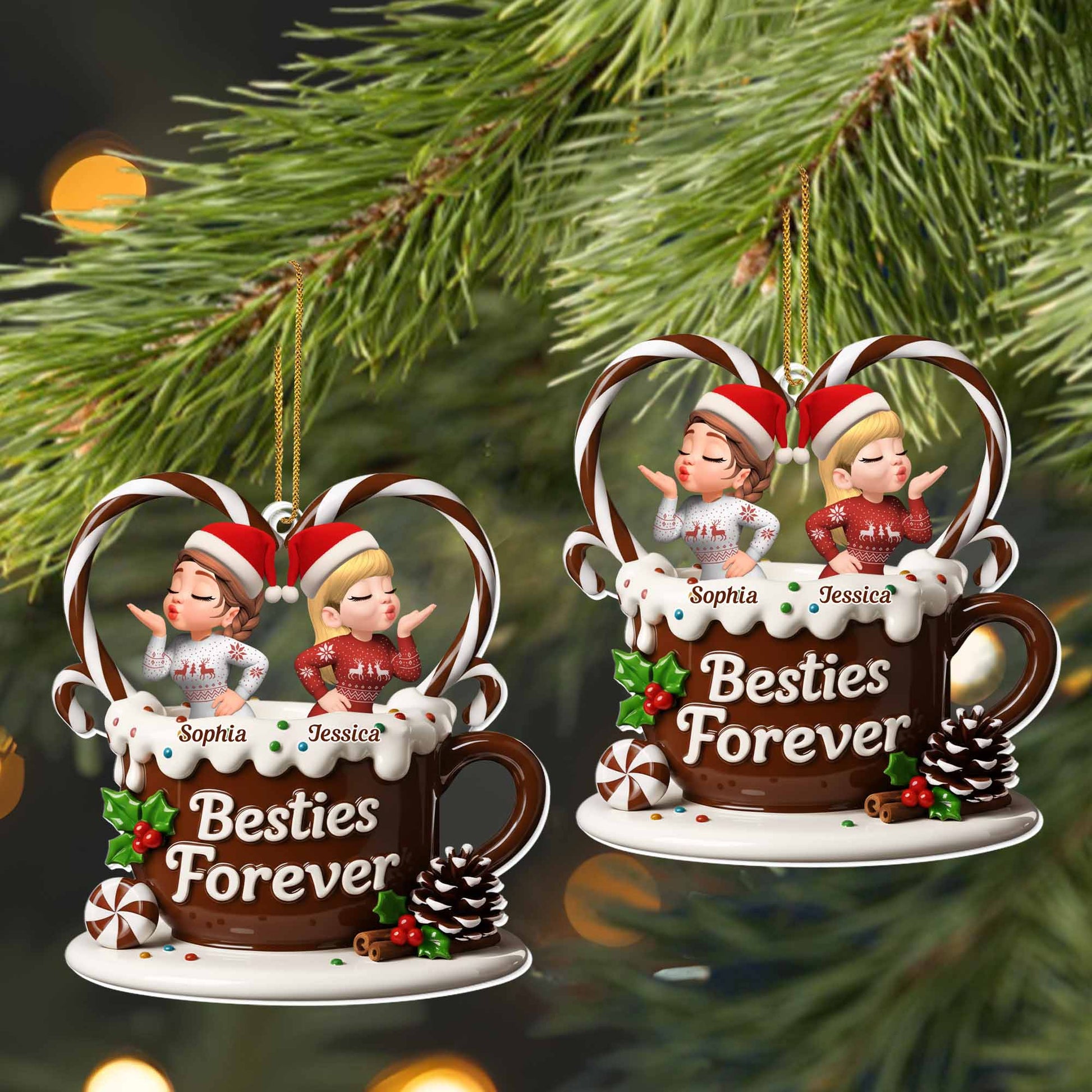 Besties Forever, Friends Celebrating with a Hot Chocolate Mug