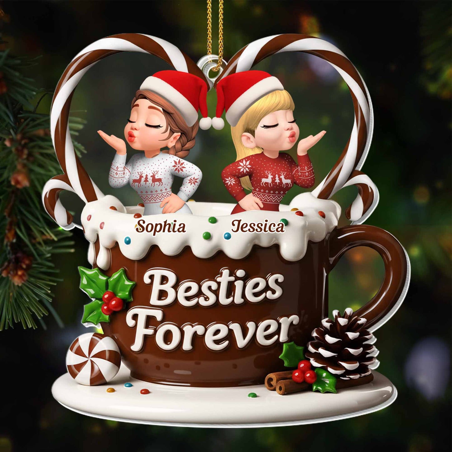 Besties Forever, Friends Celebrating with a Hot Chocolate Mug