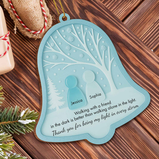 Walking With A Friend, Trees And Snowflakes Bell Ornament