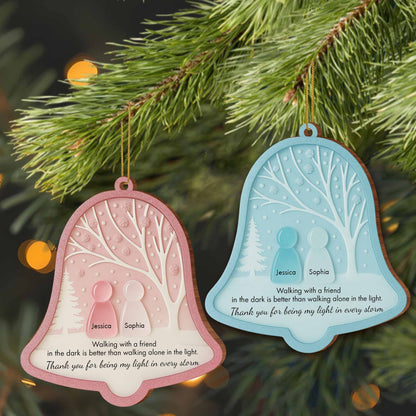 Walking With A Friend, Trees And Snowflakes Bell Ornament