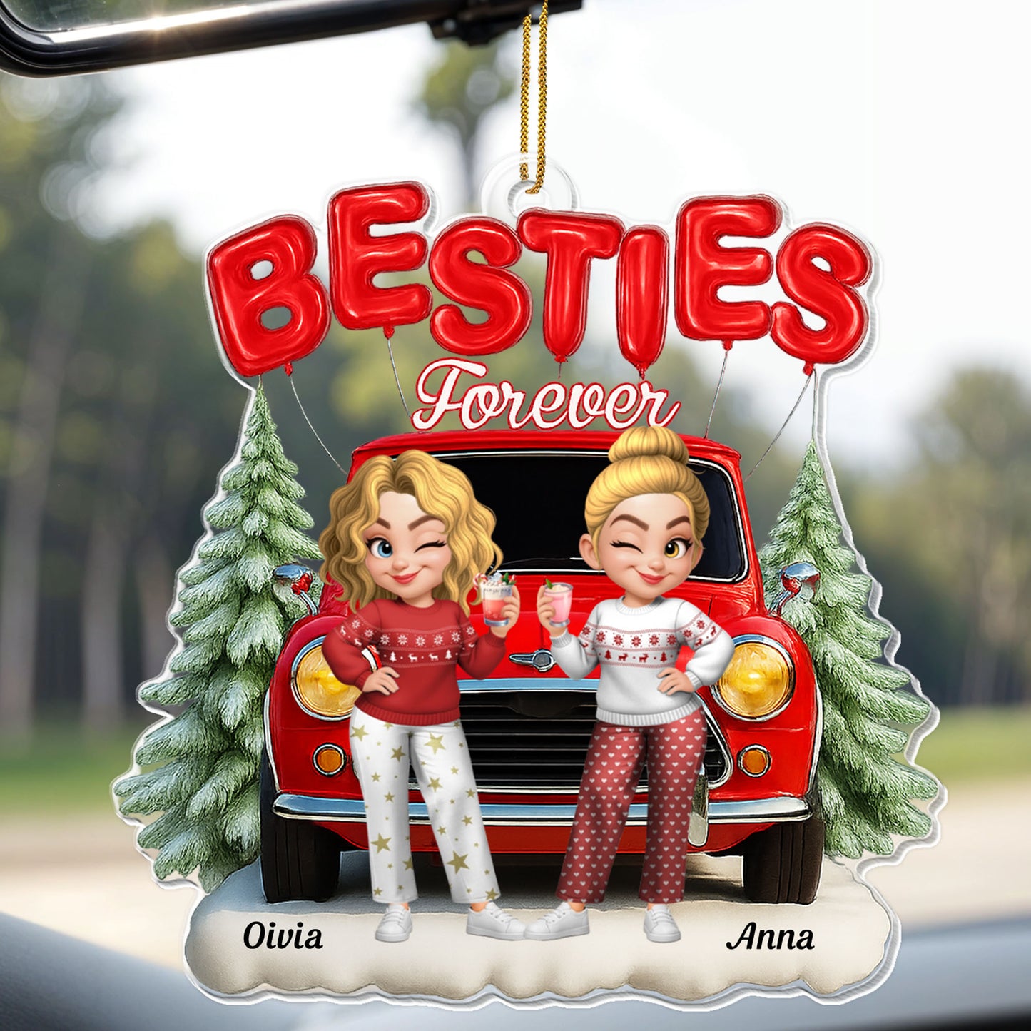 Besties Forever, Van And Pine Trees