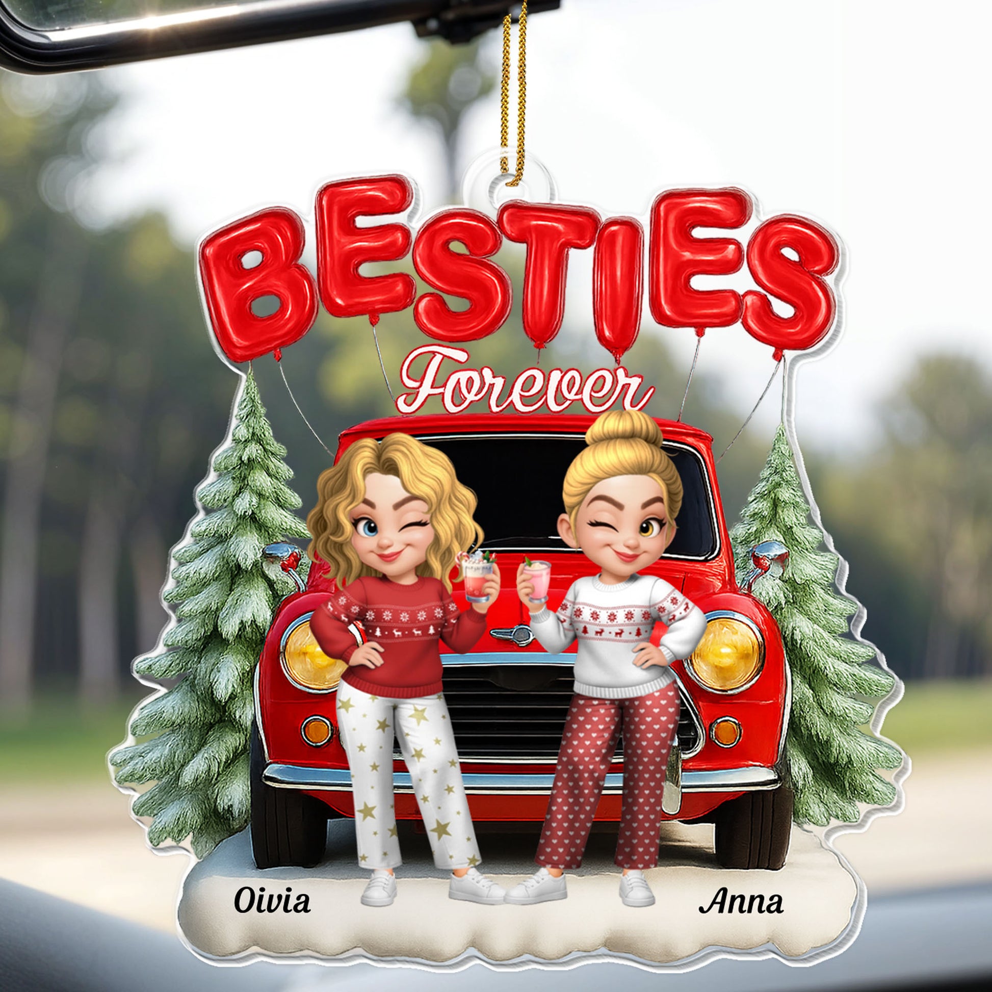 Besties Forever, Van And Pine Trees