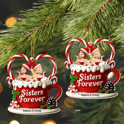 Sisters Forever Santa Hats And Candy Cane