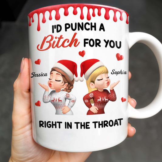 I'd Punch A [Name] For You, Santa Hats And Love Hearts Design