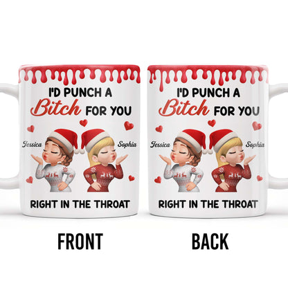 I'd Punch A [Name] For You, Santa Hats And Love Hearts Design