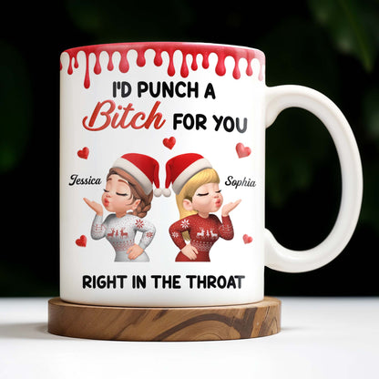 I'd Punch A [Name] For You, Santa Hats And Love Hearts Design