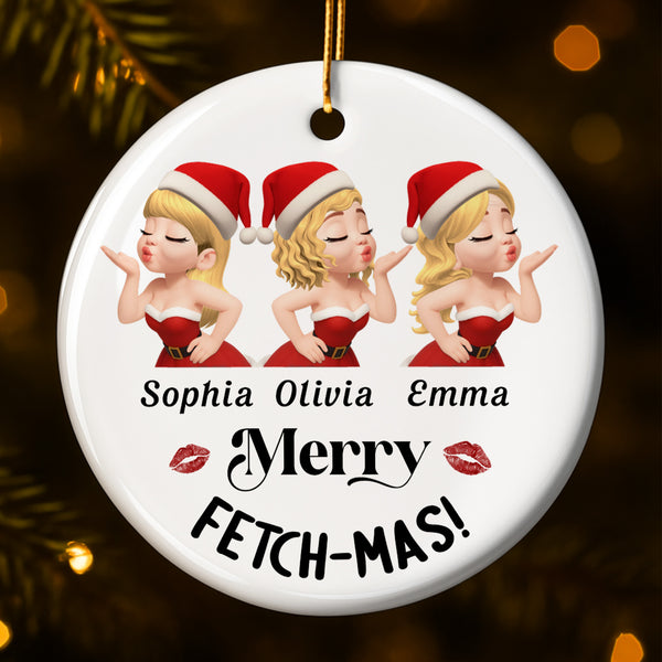 Merry Fetch-Mas Santa Hats And Kisses