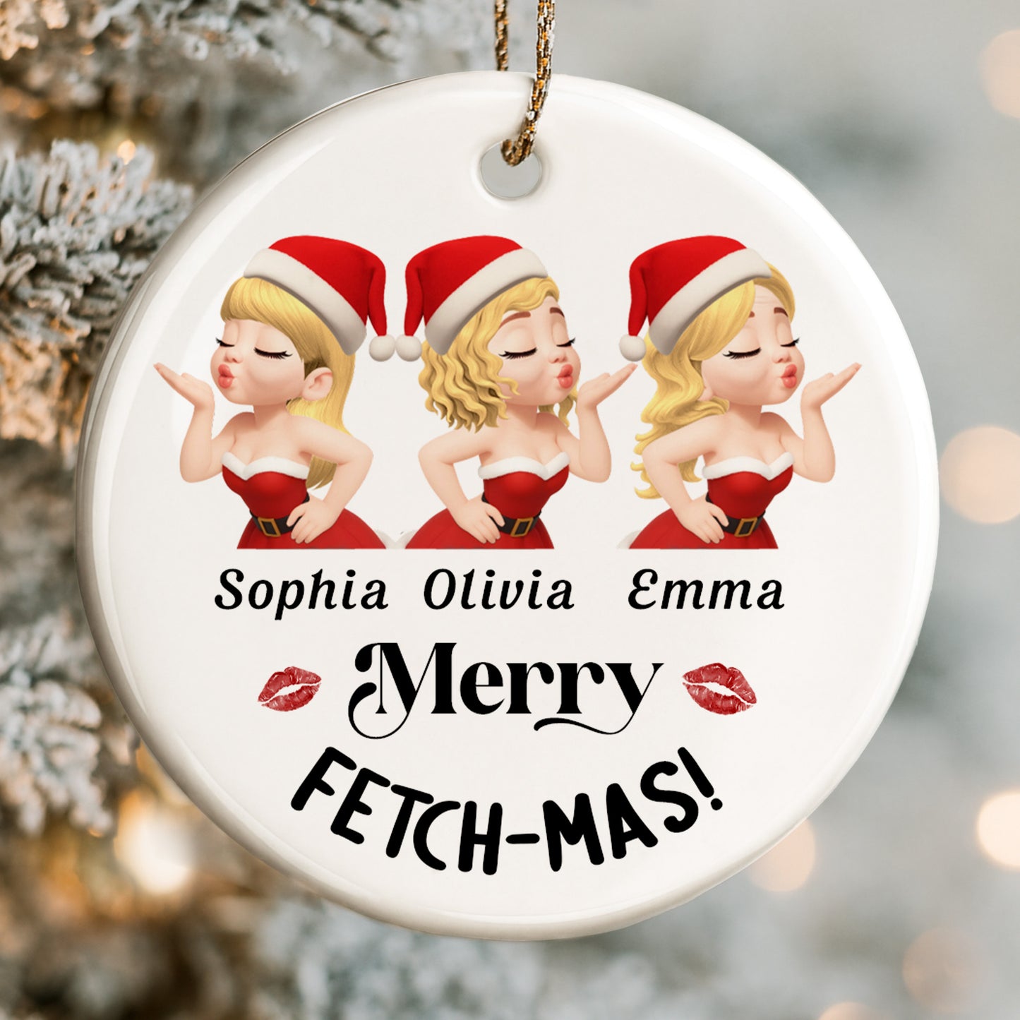 Merry Fetch-Mas Santa Hats And Kisses