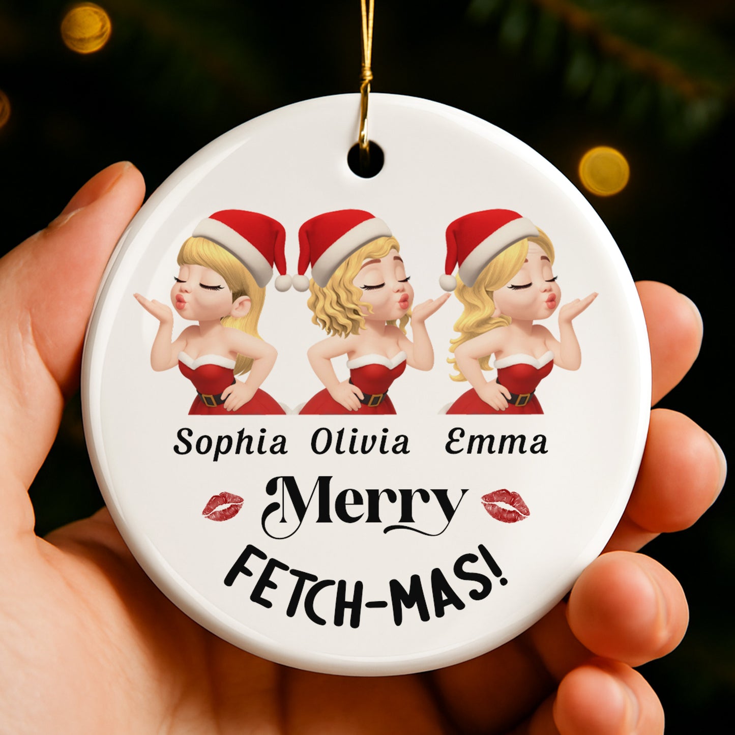 Merry Fetch-Mas Santa Hats And Kisses