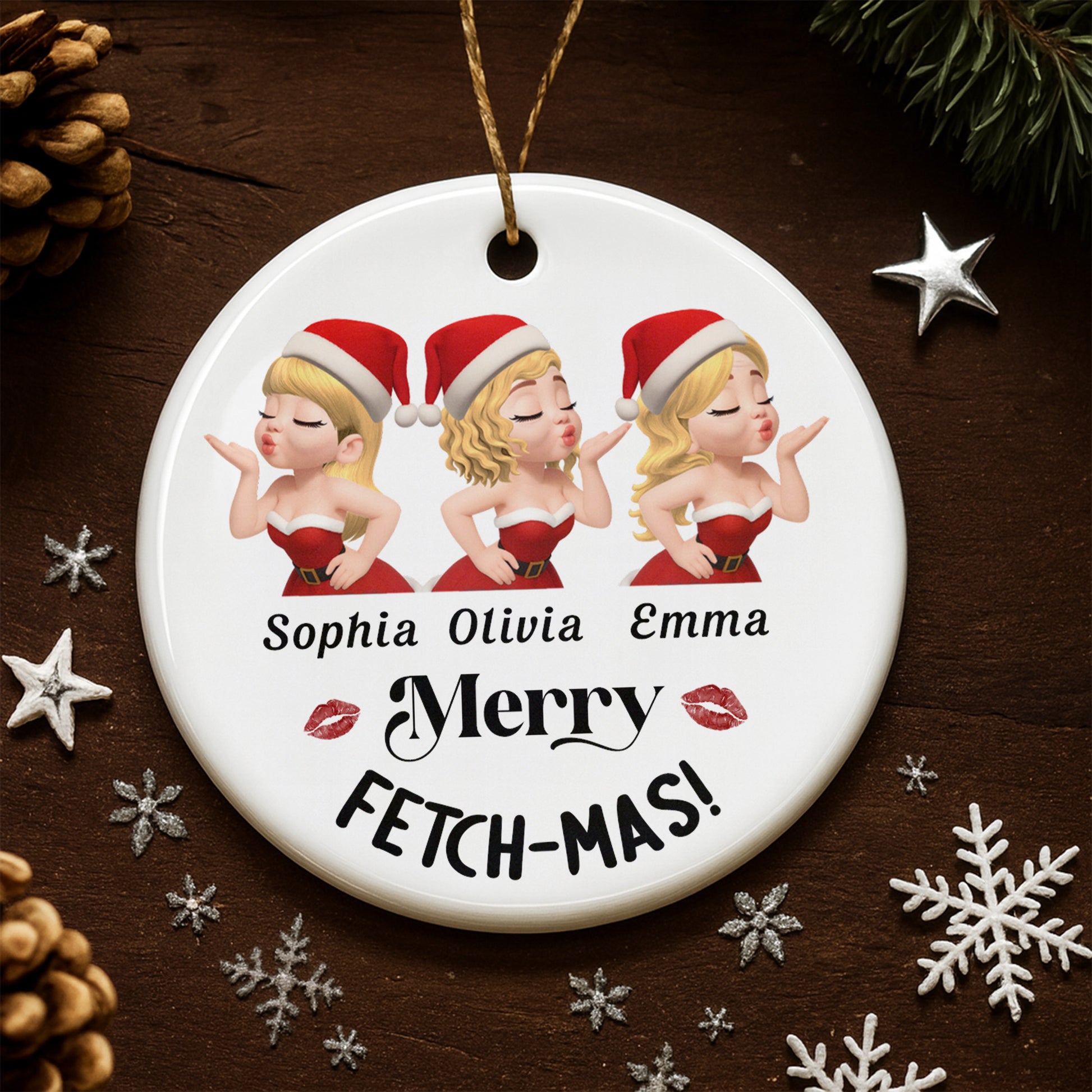 Merry Fetch-Mas Santa Hats And Kisses