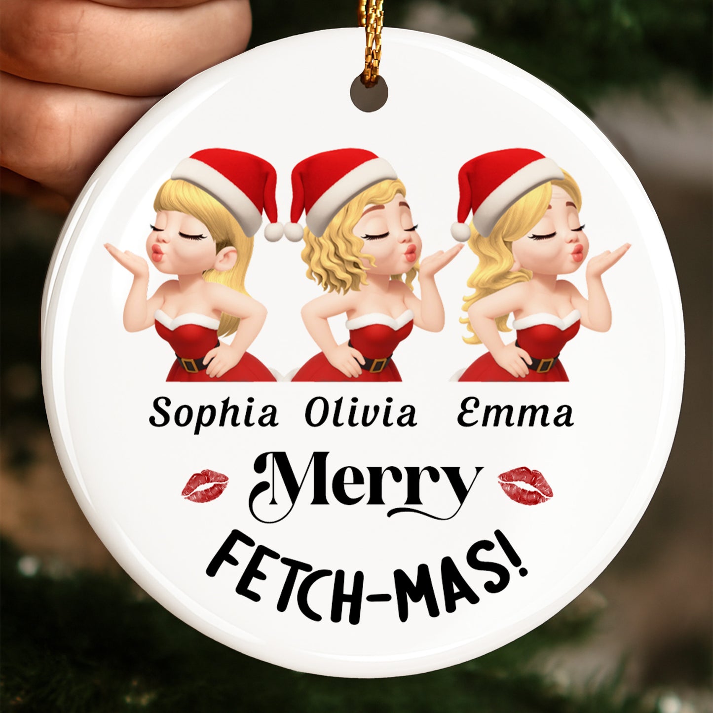 Merry Fetch-Mas Santa Hats And Kisses