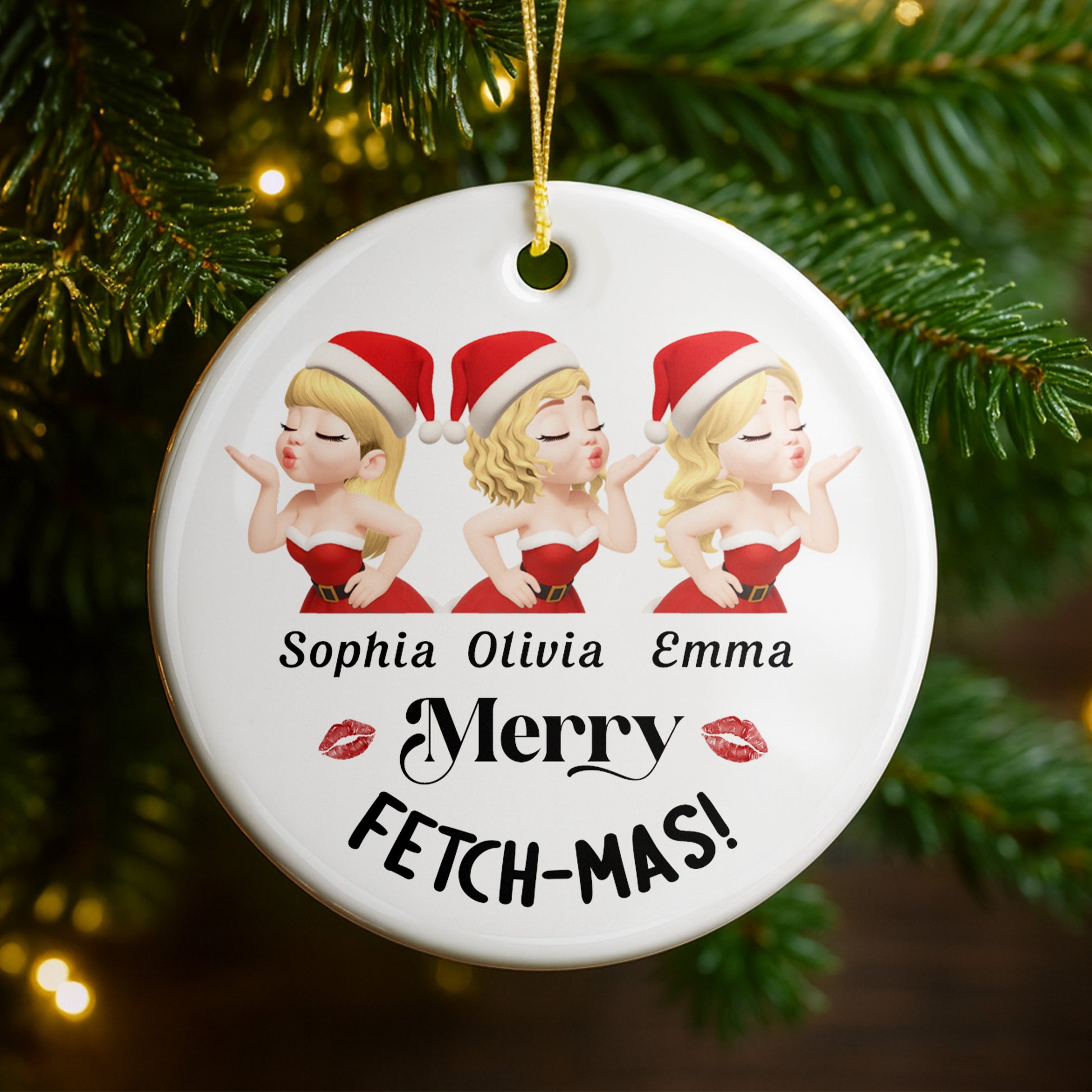 Merry Fetch-Mas Santa Hats And Kisses