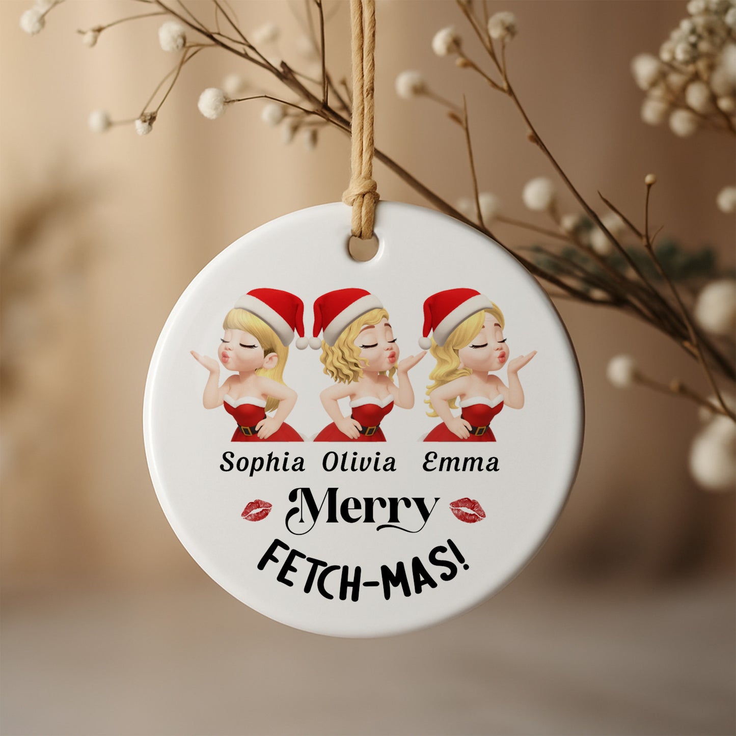 Merry Fetch-Mas Santa Hats And Kisses