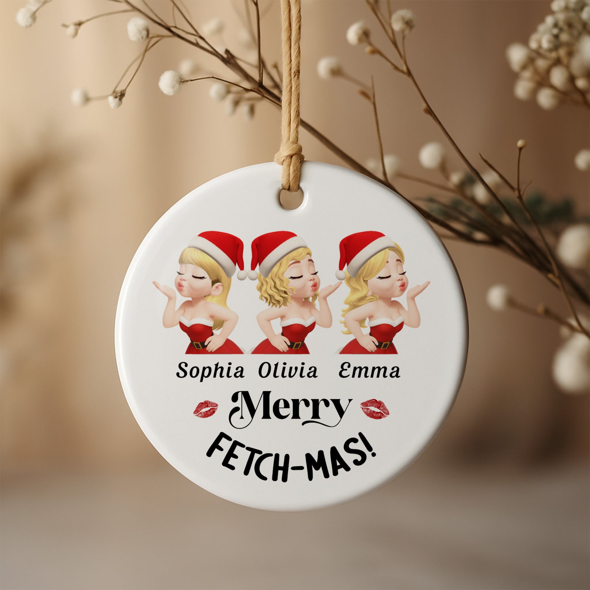 Merry Fetch-Mas Santa Hats And Kisses