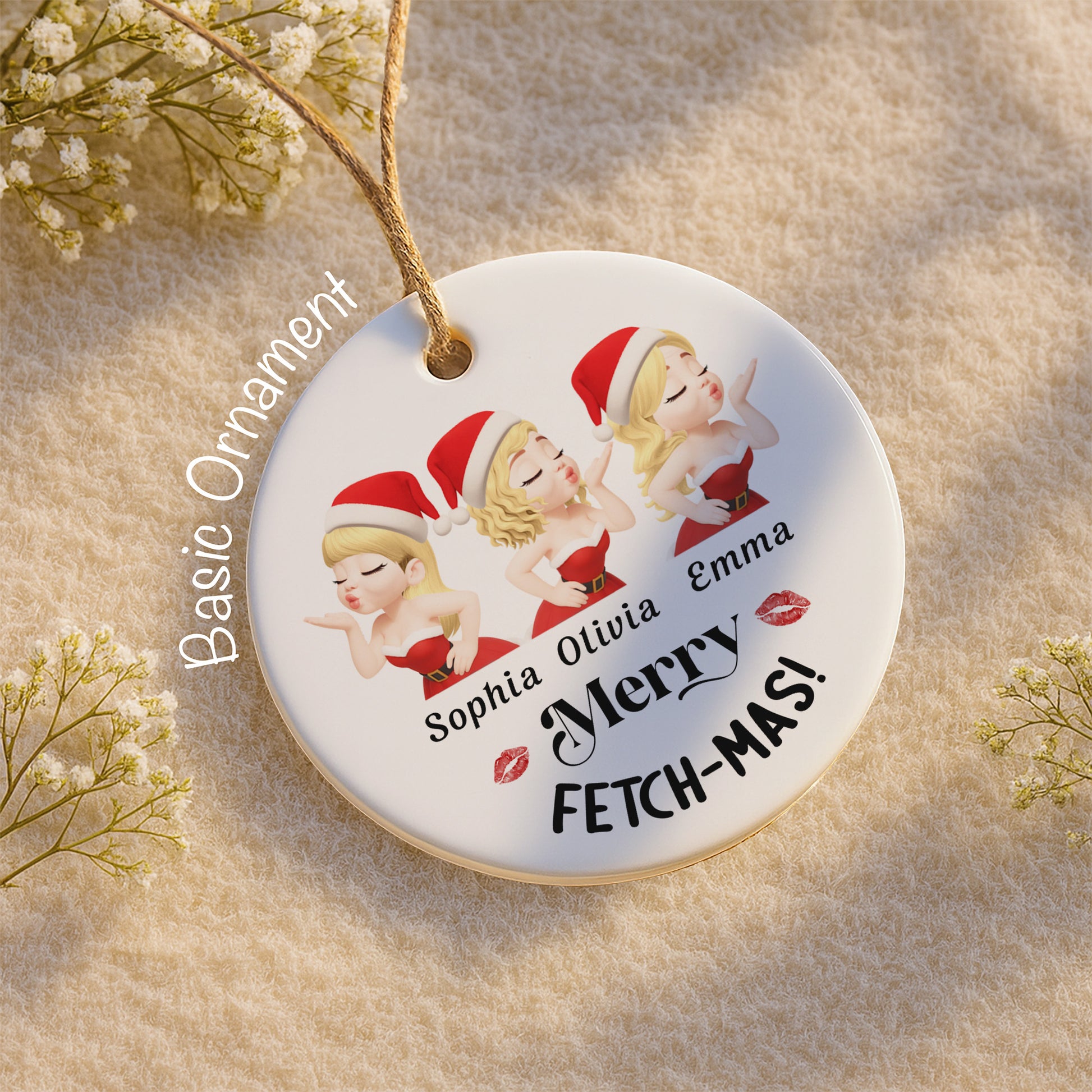 Merry Fetch-Mas Santa Hats And Kisses