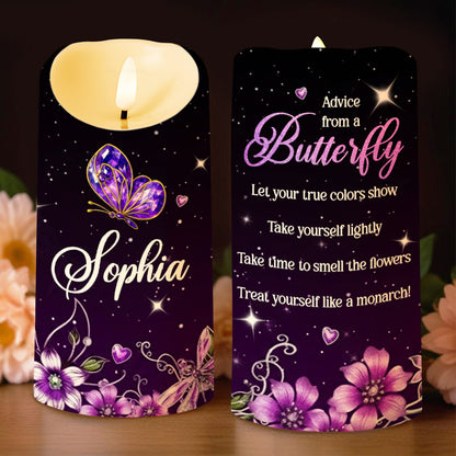 Advice From A Butterfly, Let Your True Colors Show - Personalized Custom LED Candle - DTG063_LECA