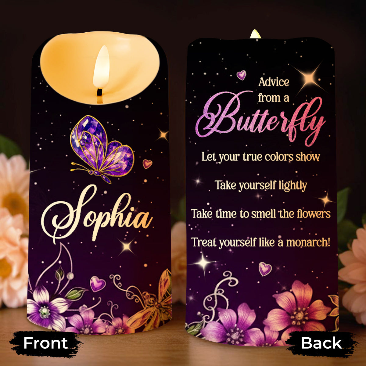 Advice From A Butterfly, Let Your True Colors Show - Personalized Custom LED Candle - DTG063_LECA