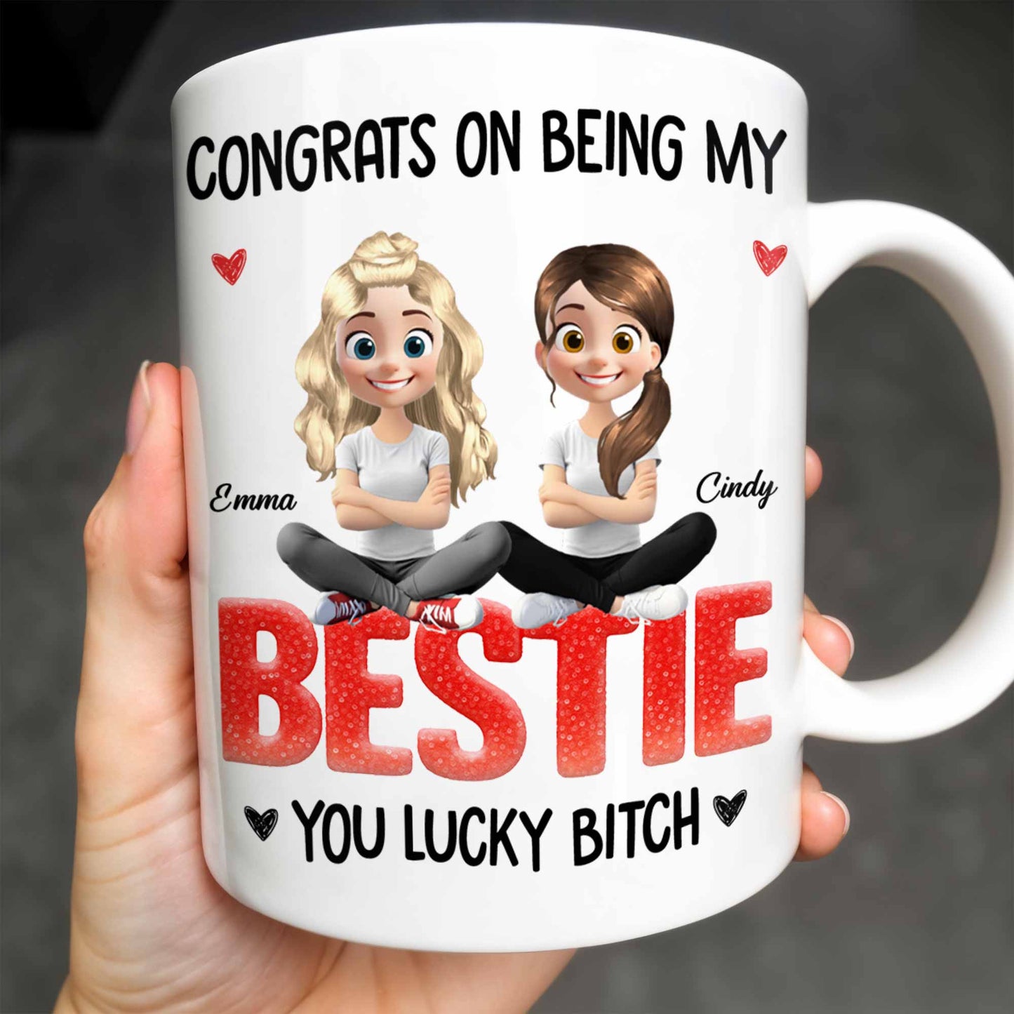 Congrats On Being My Bestie, Two Animated Girls Design