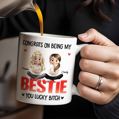 Congrats On Being My Bestie, Two Animated Girls Design